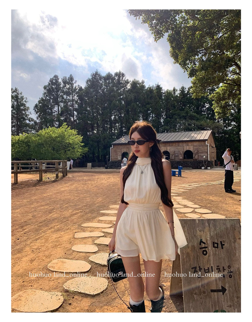 Sleeveless Dress with Ribbon Waist Tie