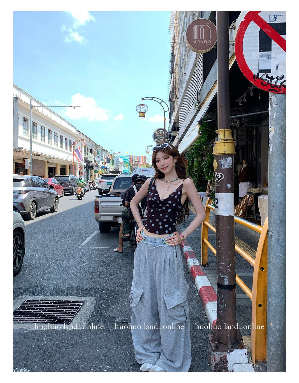 Draped Polka Dot Sleeveless Cami