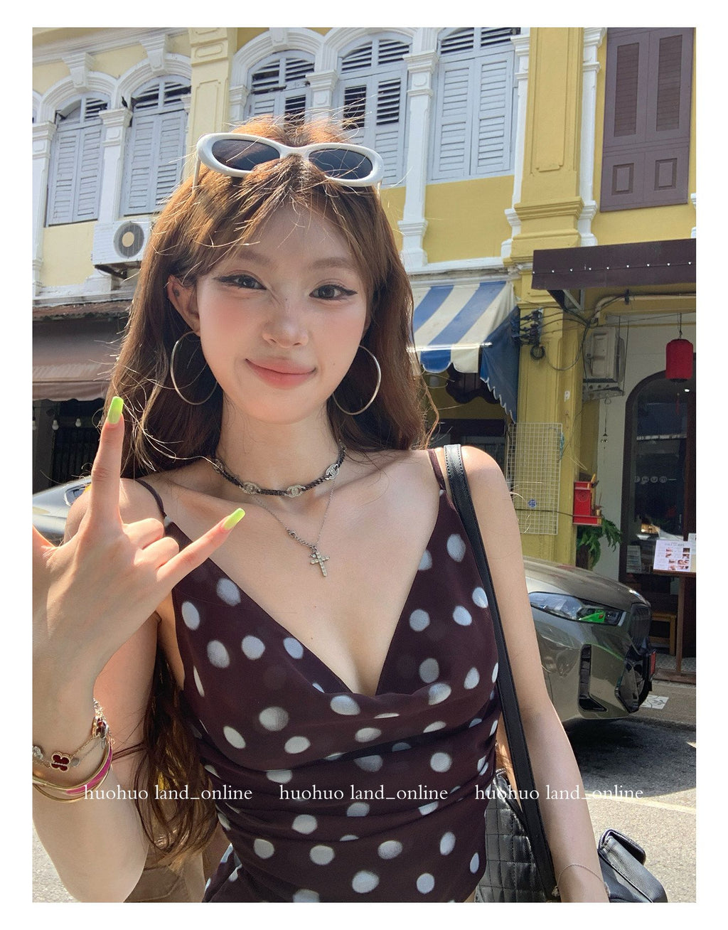 Draped Polka Dot Sleeveless Cami