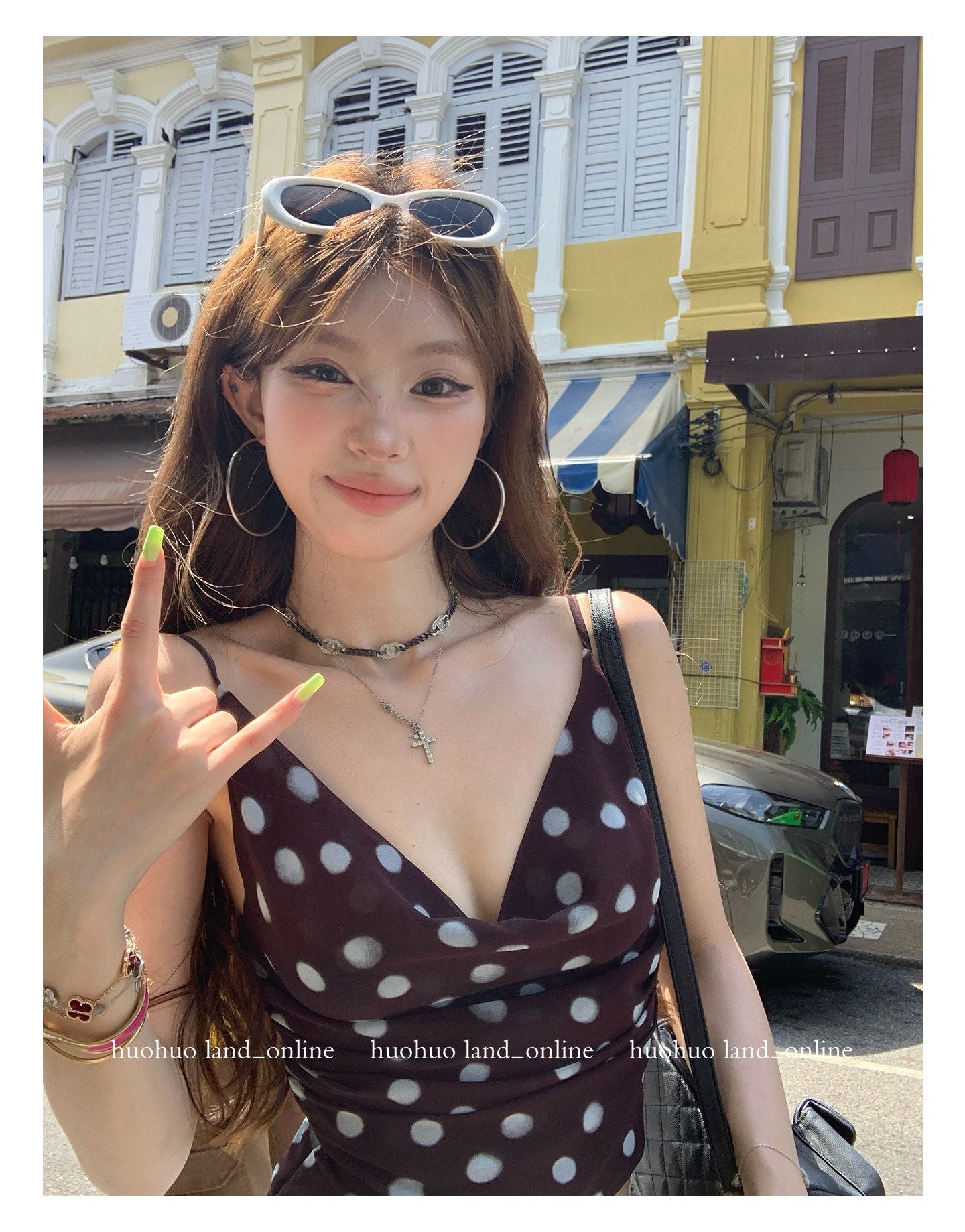 Draped Polka Dot Sleeveless Cami