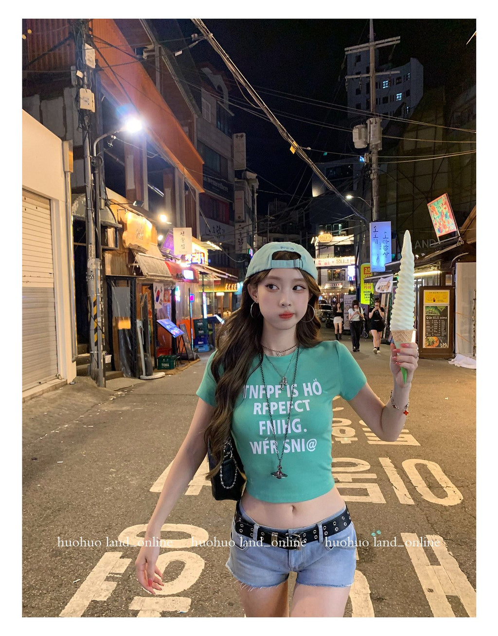 Color Block Letter Print Regular Shoulder Waist Cinched T-shirt