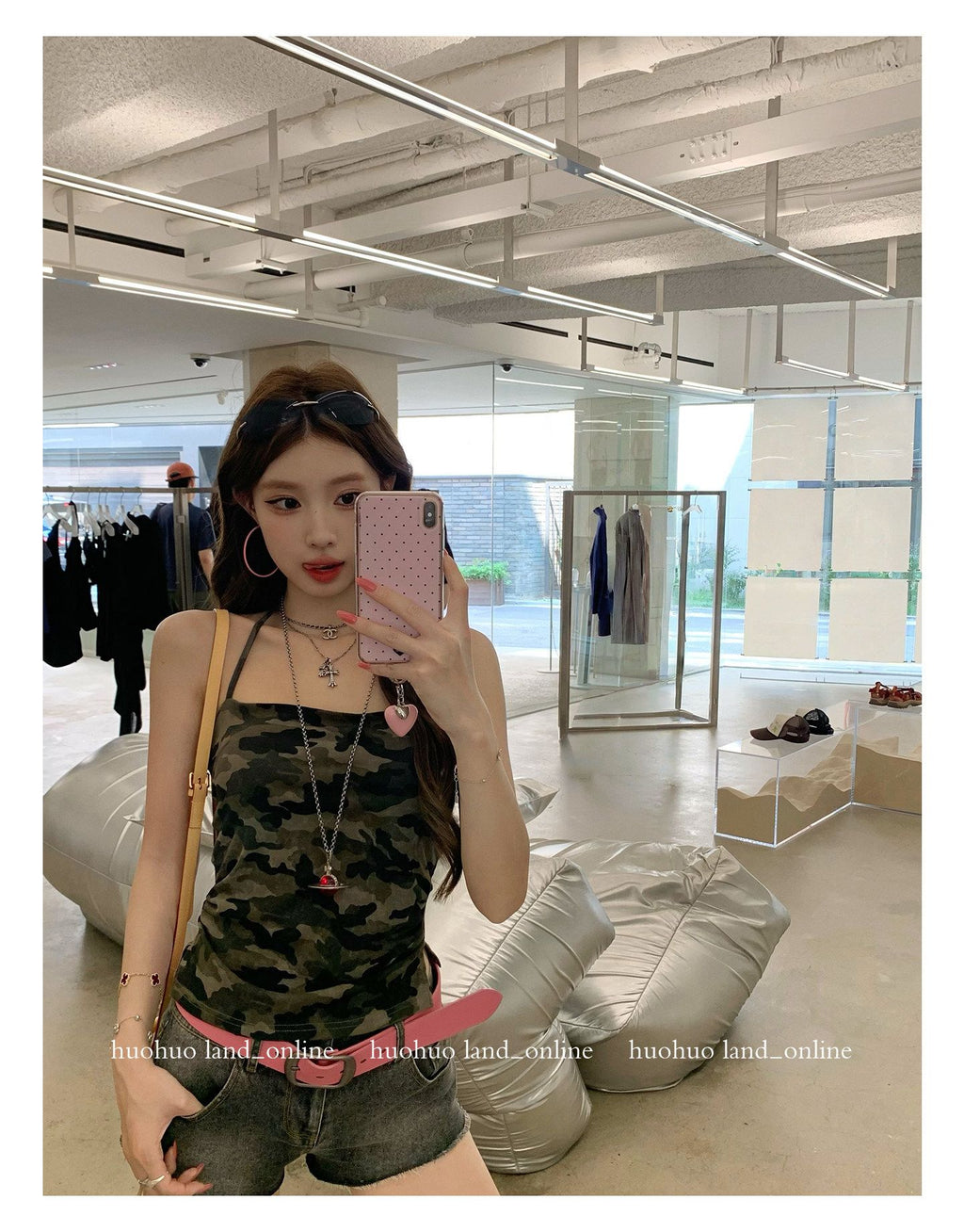 Camouflage Print Halter Bandeau Slim Stretch Cami