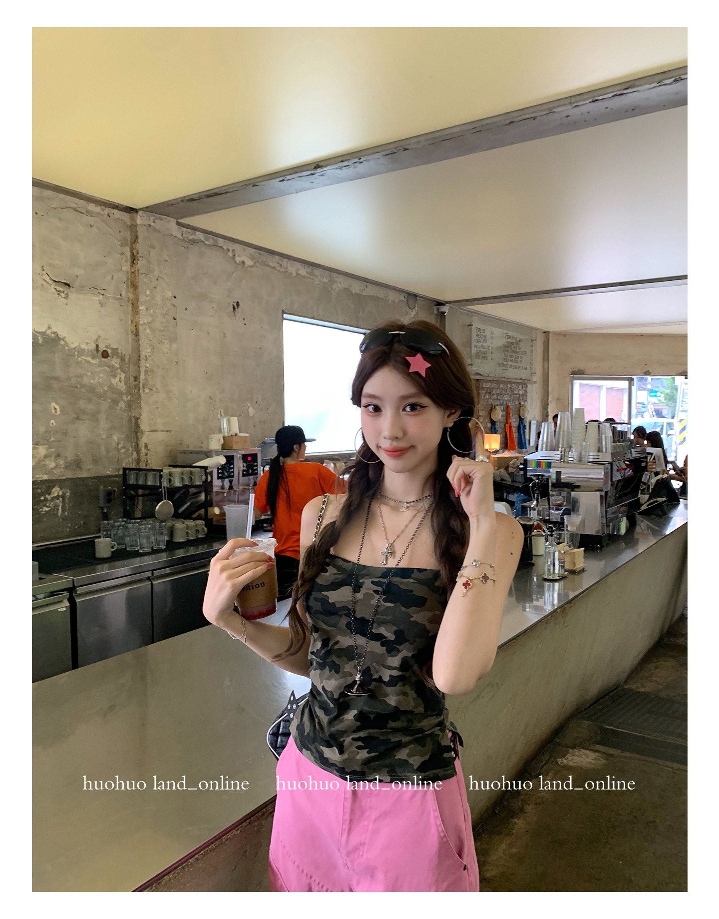 Camouflage Print Halter Bandeau Slim Stretch Cami