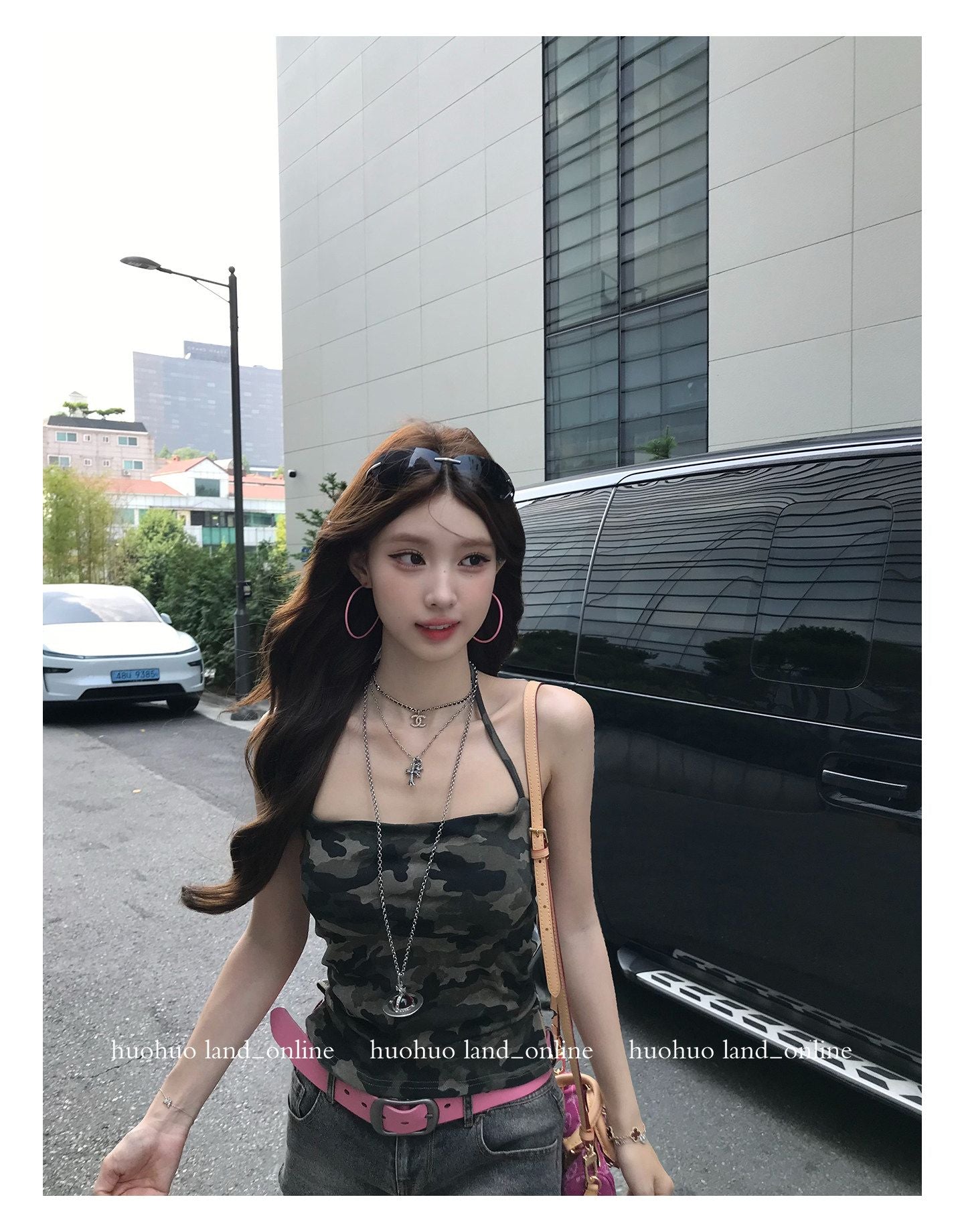 Camouflage Print Halter Bandeau Slim Stretch Cami