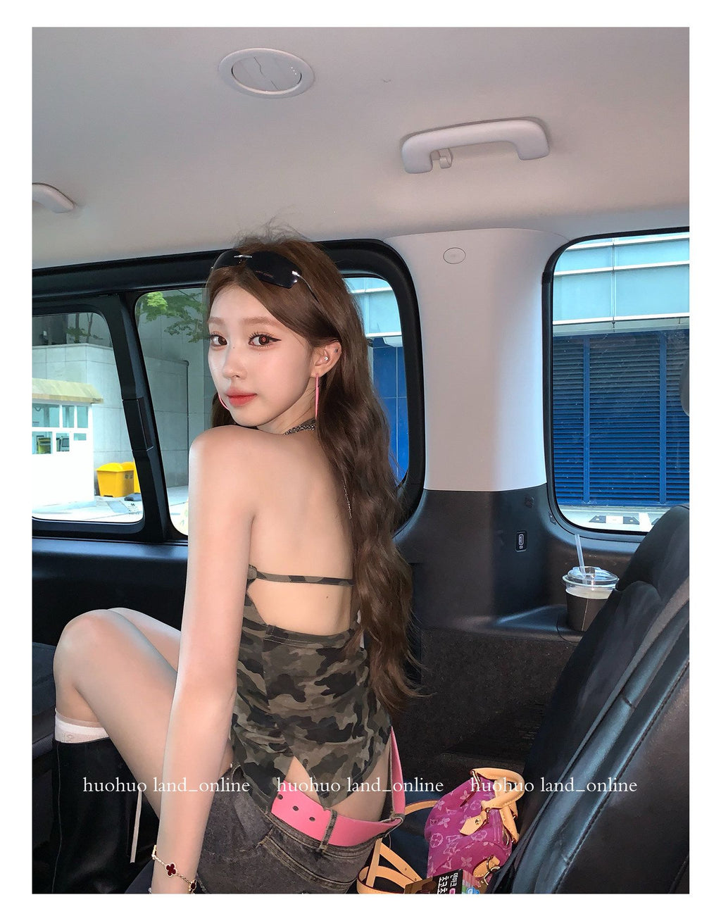 Camouflage Print Halter Bandeau Slim Stretch Cami