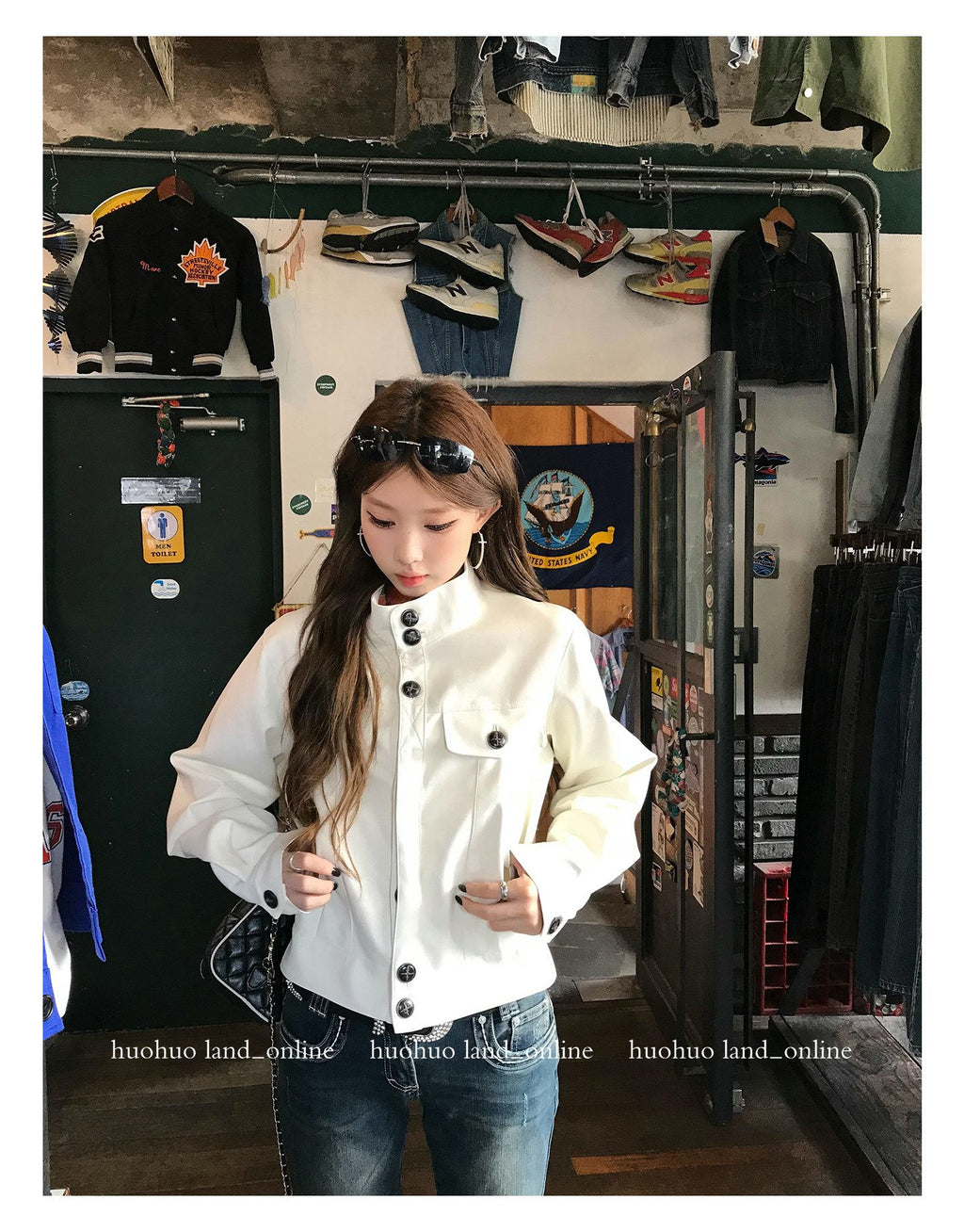 Stand‑Collar Loose PU Leather Jacket