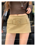 Vintage Y2K Low‑Rise Slim‑Fit Skirt with Wide Belt