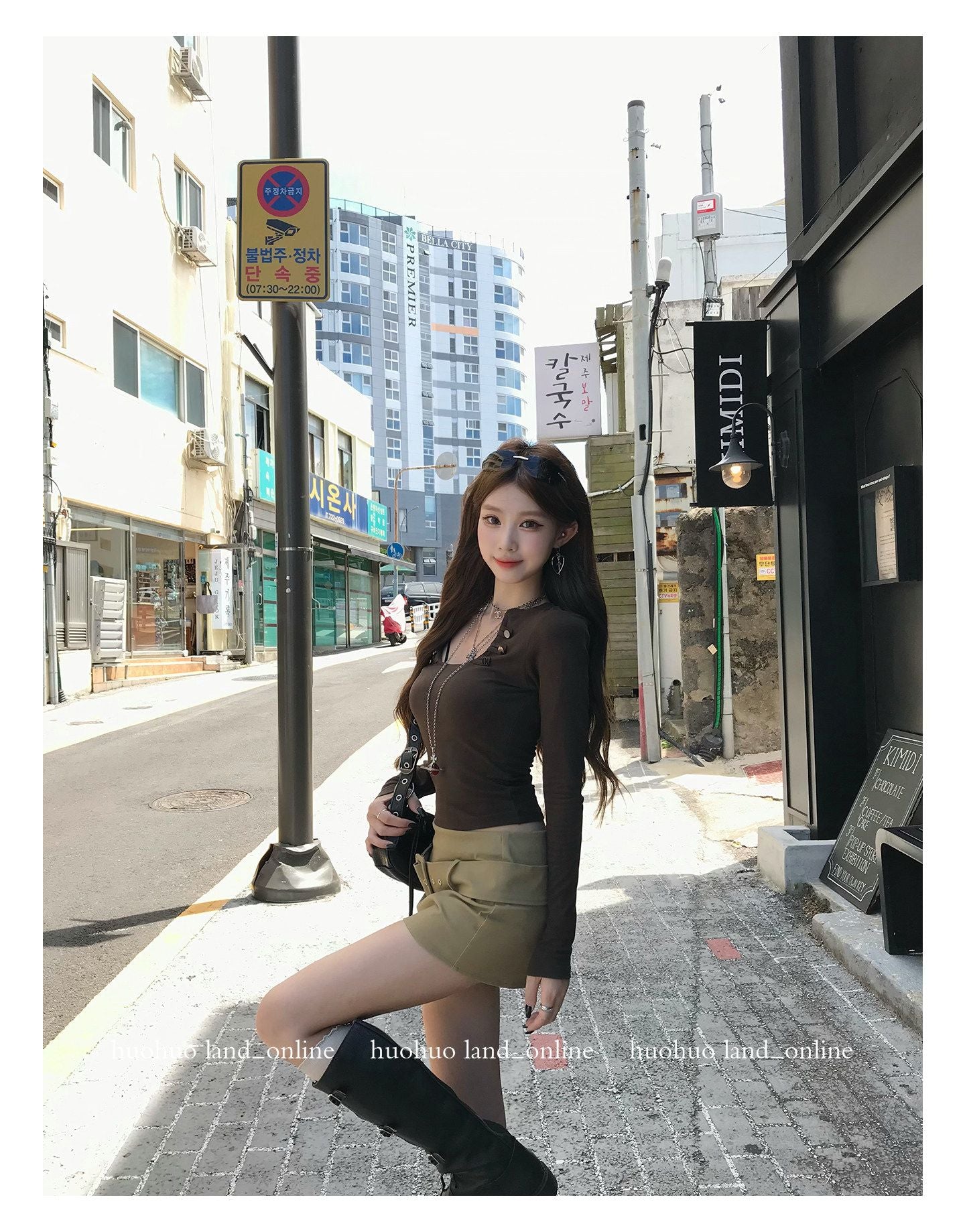 Vintage Y2K Low‑Rise Slim‑Fit Skirt with Wide Belt