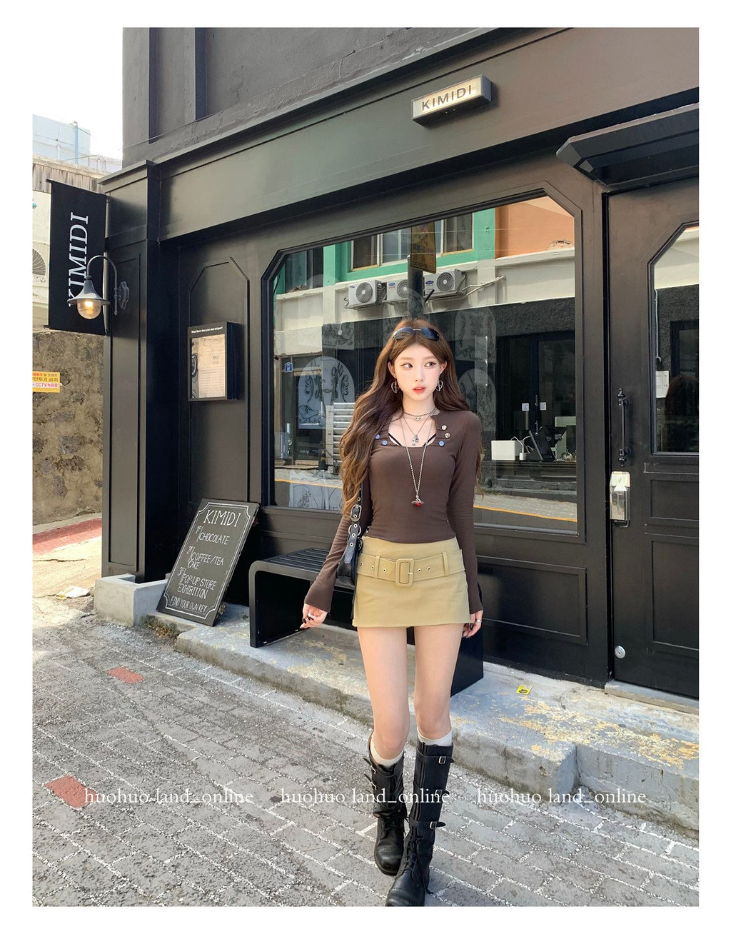 Vintage Y2K Low‑Rise Slim‑Fit Skirt with Wide Belt