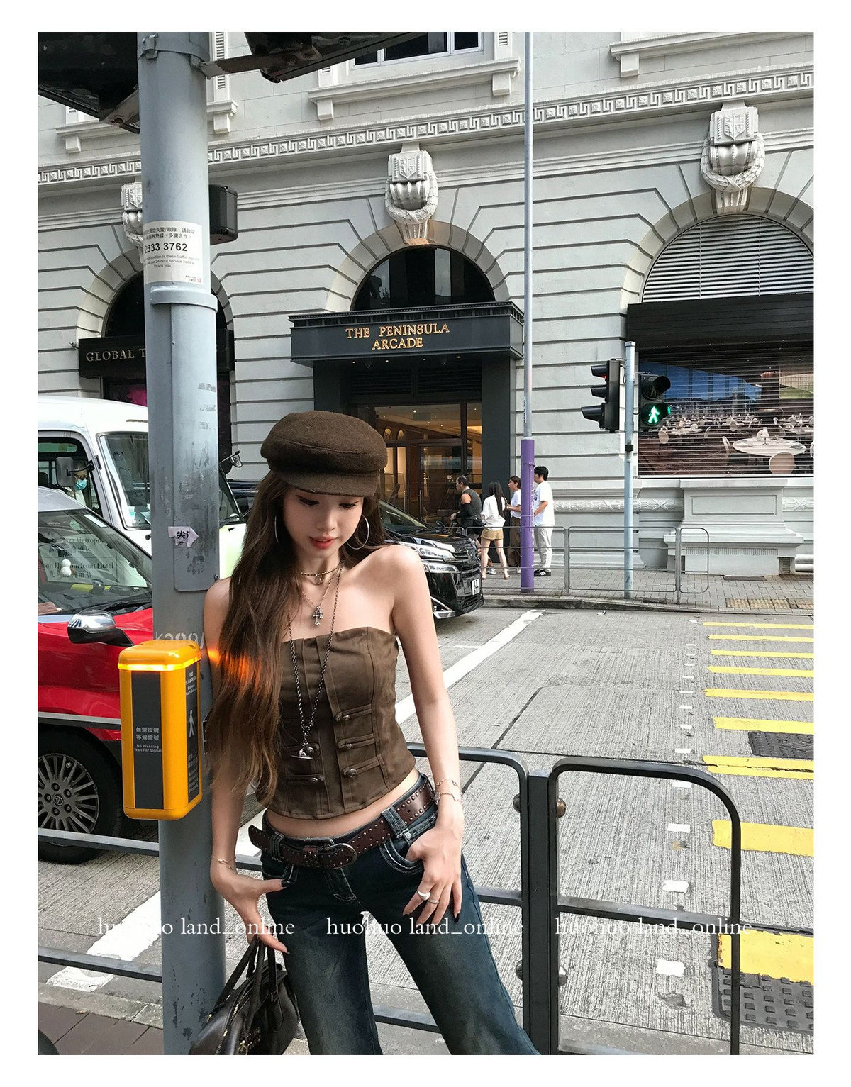 Brown Button‑Front Suede Co‑ord Set