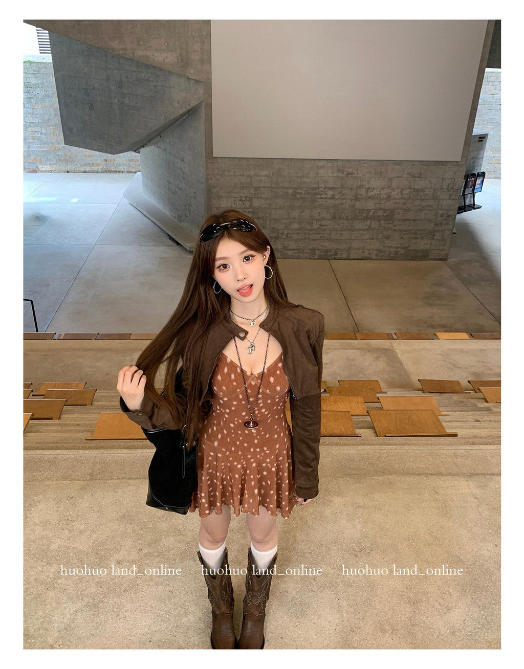 Brown Button‑Front Suede Co‑ord Set