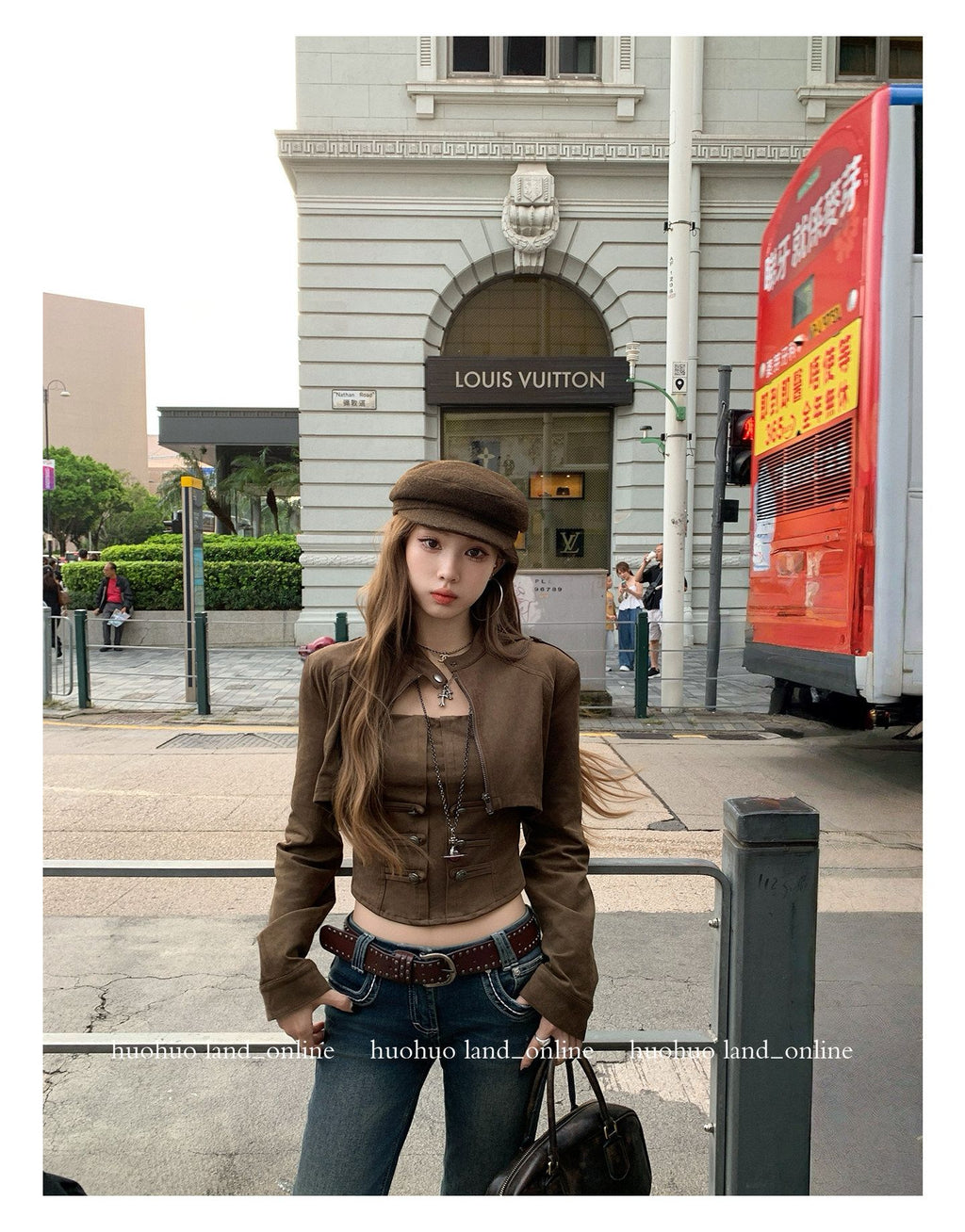 Brown Button‑Front Suede Co‑ord Set