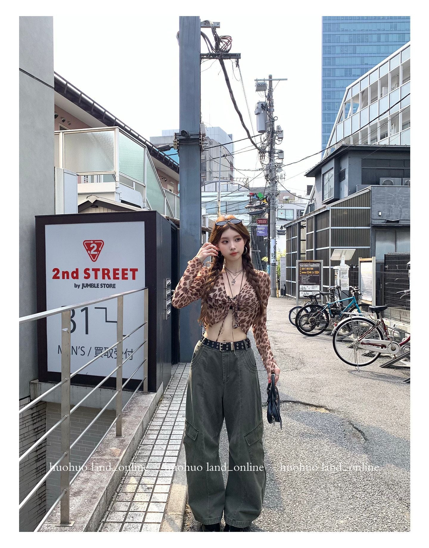 ルーズストレートレッグ3Dデュアルポケットカーゴパンツ