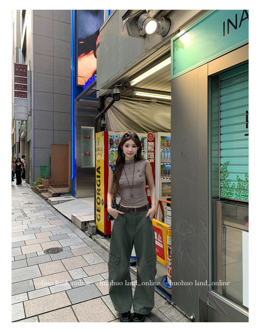 ルーズストレートレッグ3Dデュアルポケットカーゴパンツ