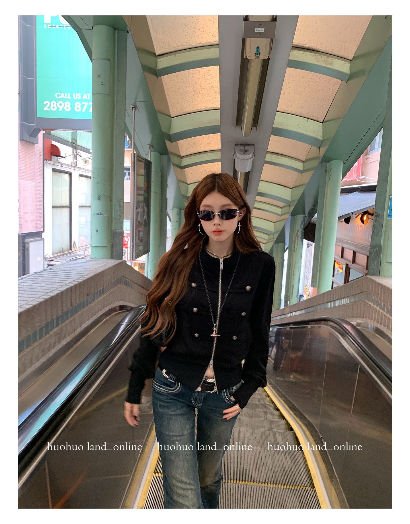 Napoleon Zip Stand Collar Slim Fit Cropped Jacket