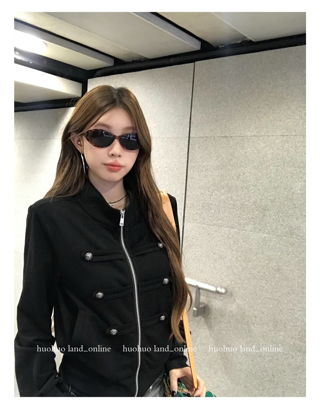 Napoleon Zip Stand Collar Slim Fit Cropped Jacket