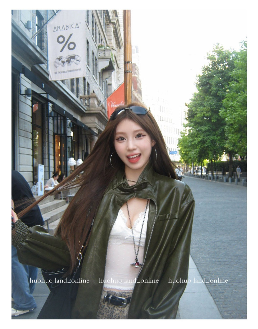 Motorcycle Style Loose Stand Collar PU Jacket