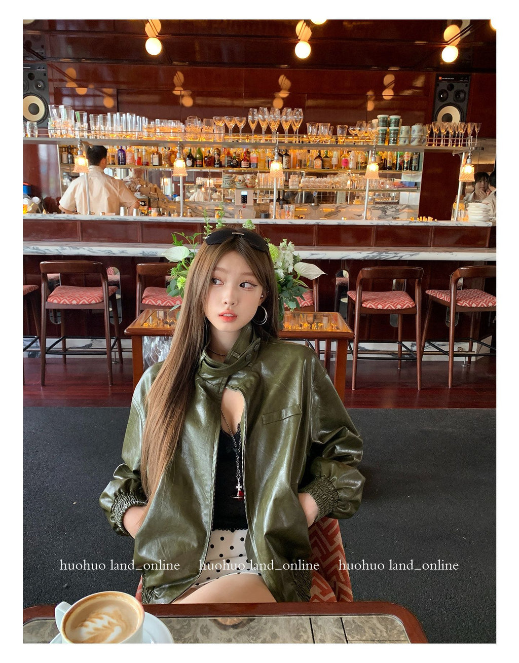 Motorcycle Style Loose Stand Collar PU Jacket