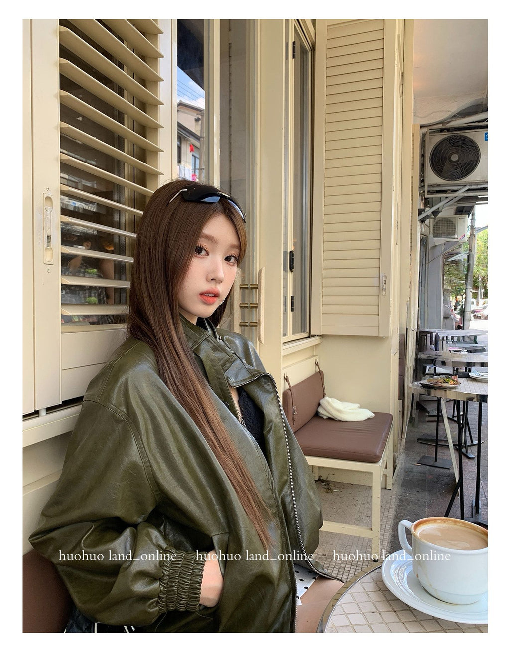 Motorcycle Style Loose Stand Collar PU Jacket