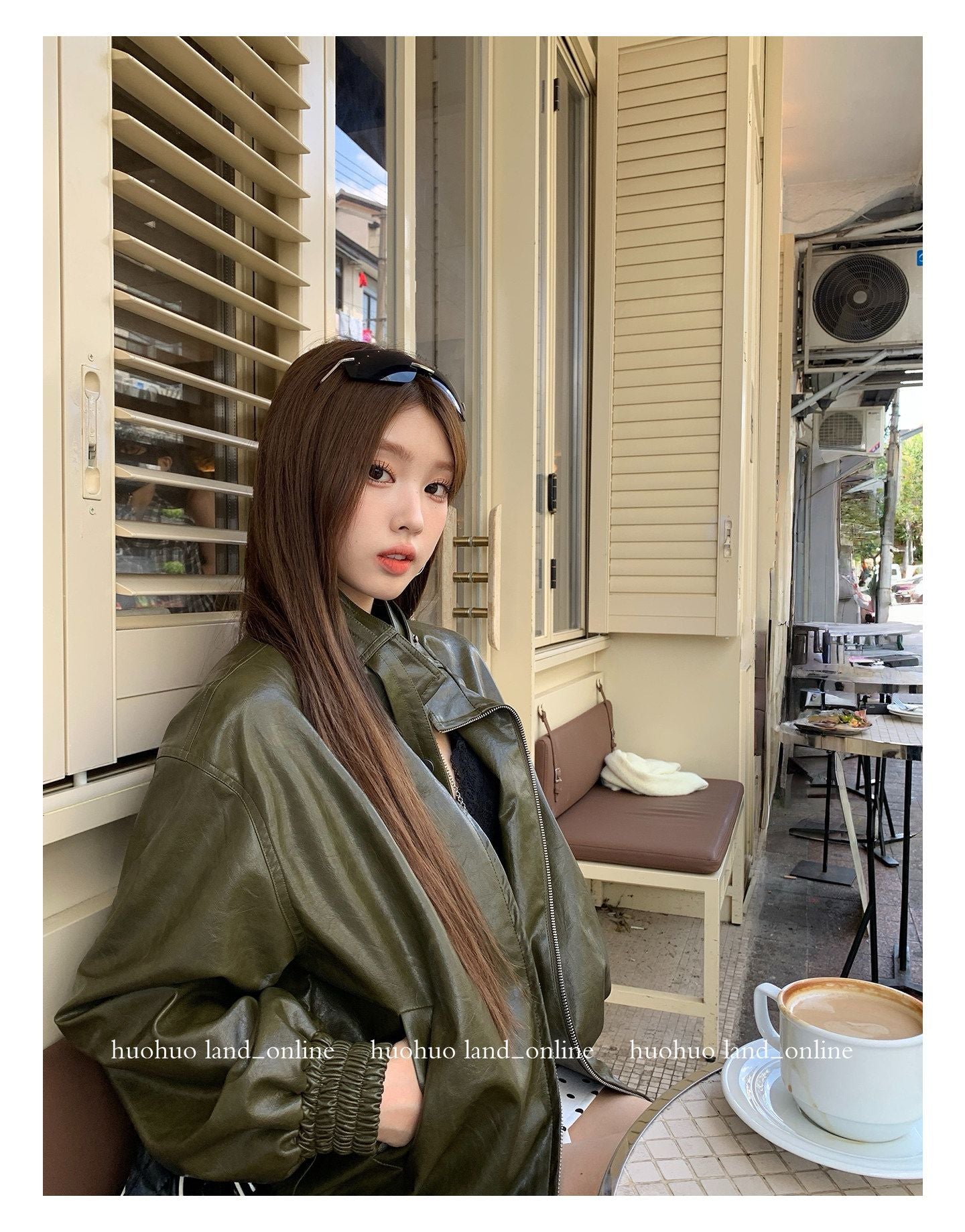 Motorcycle Style Loose Stand Collar PU Jacket