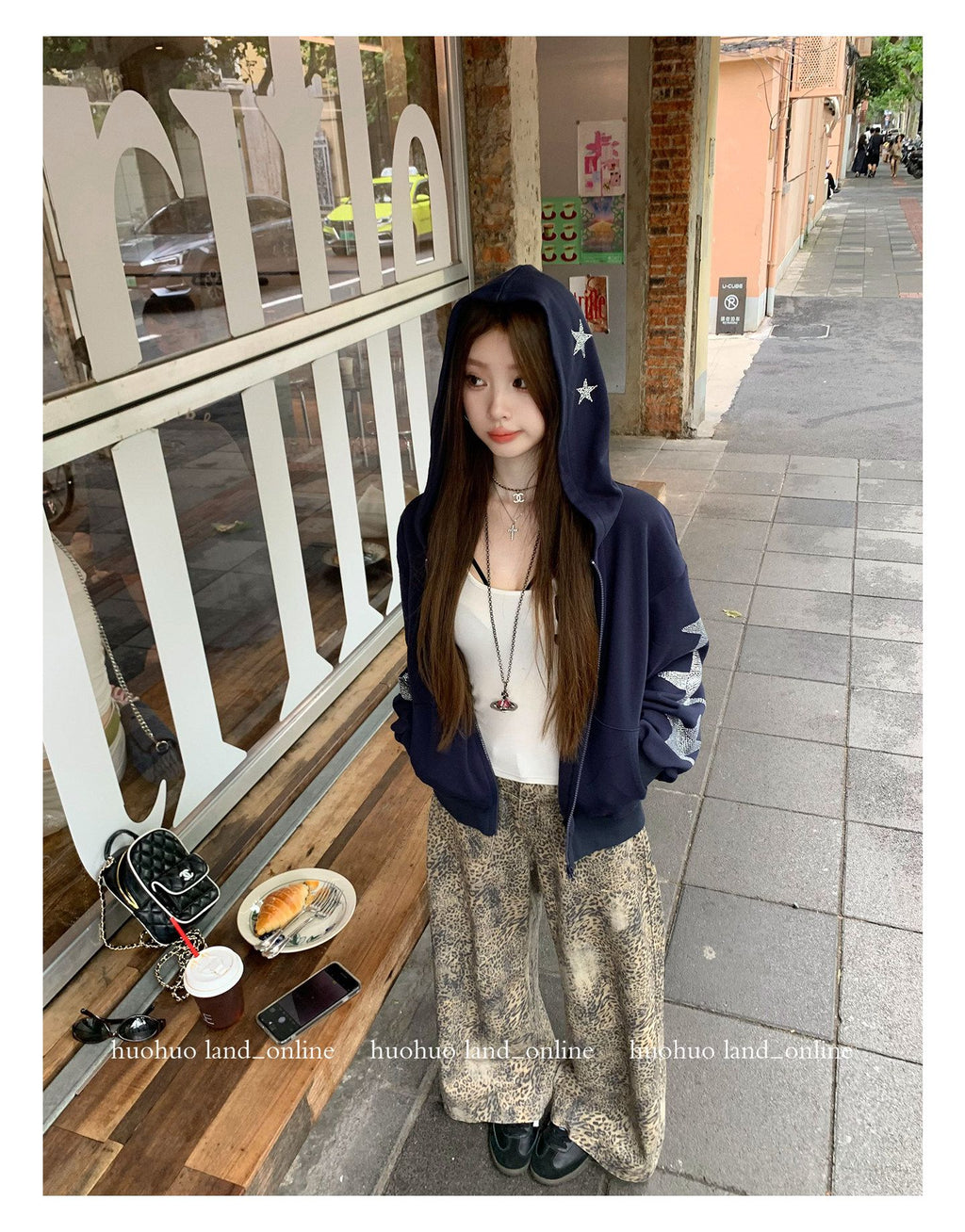 Korean Chic Straight Leopard Print Casual Pants