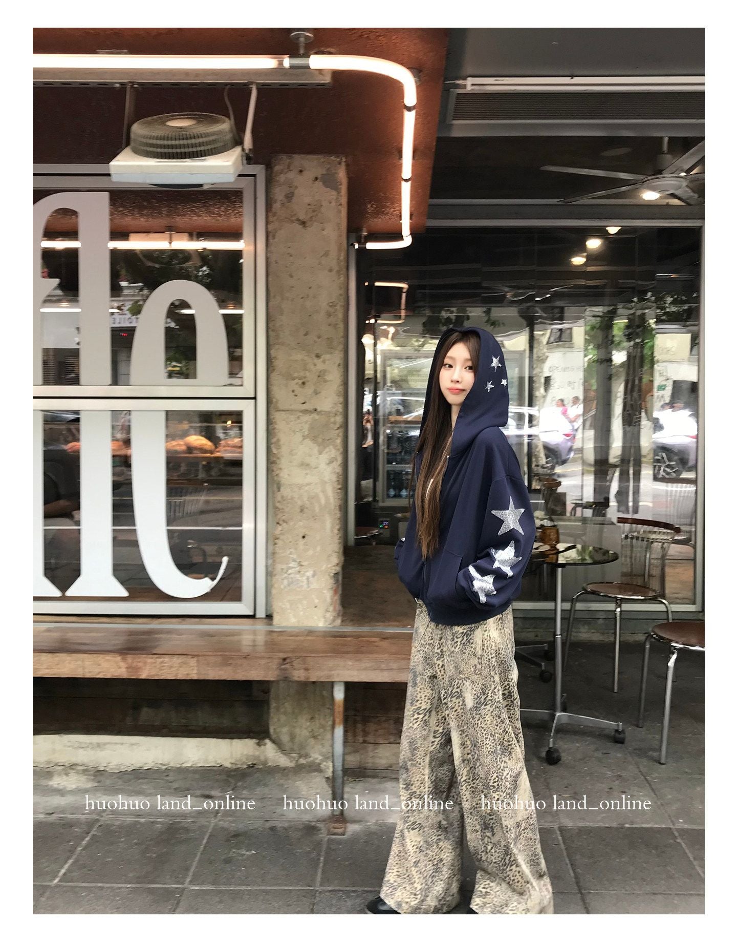 Korean Chic Straight Leopard Print Casual Pants