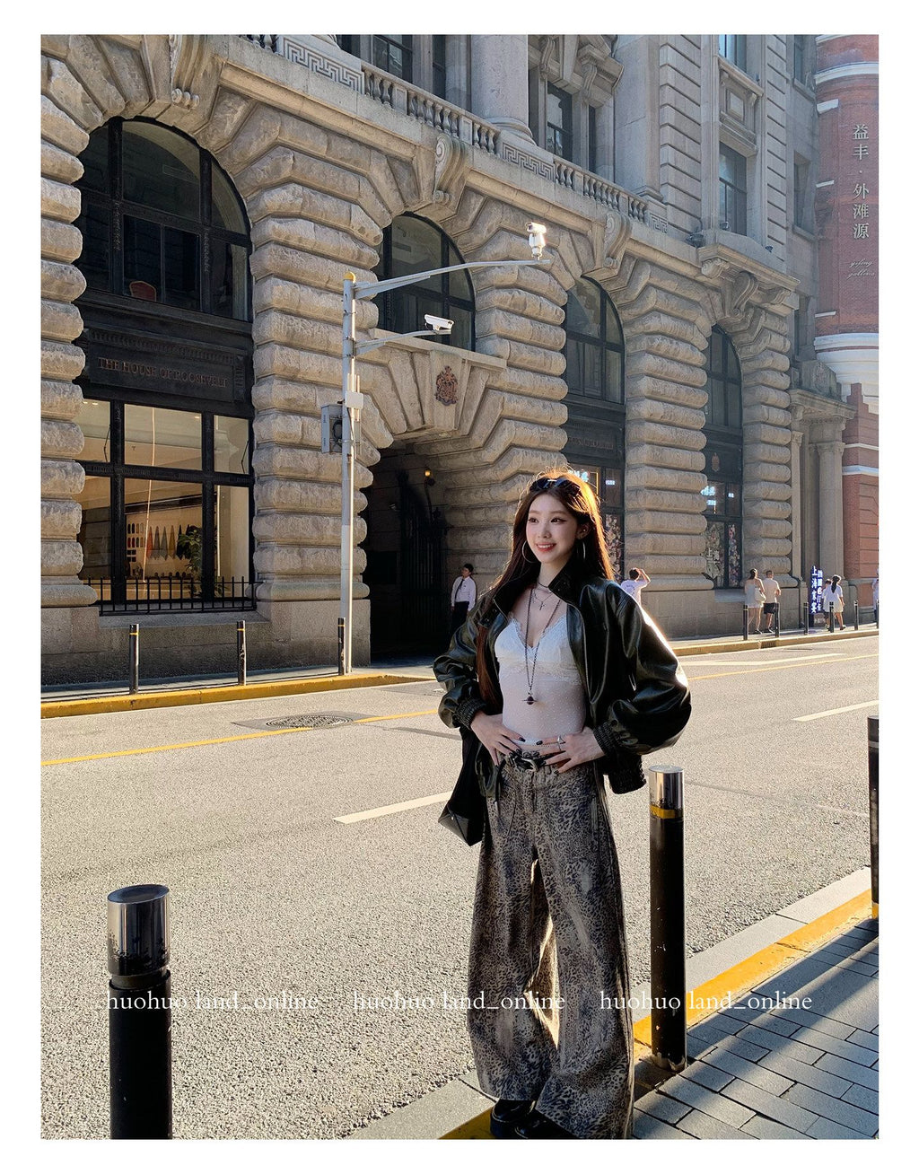 Korean Chic Straight Leopard Print Casual Pants