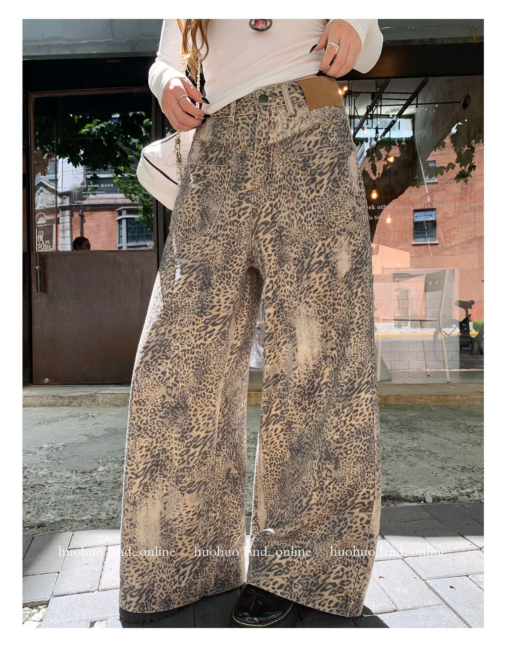 Korean Chic Straight Leopard Print Casual Pants