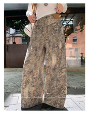 Korean Chic Straight Leopard Print Casual Pants