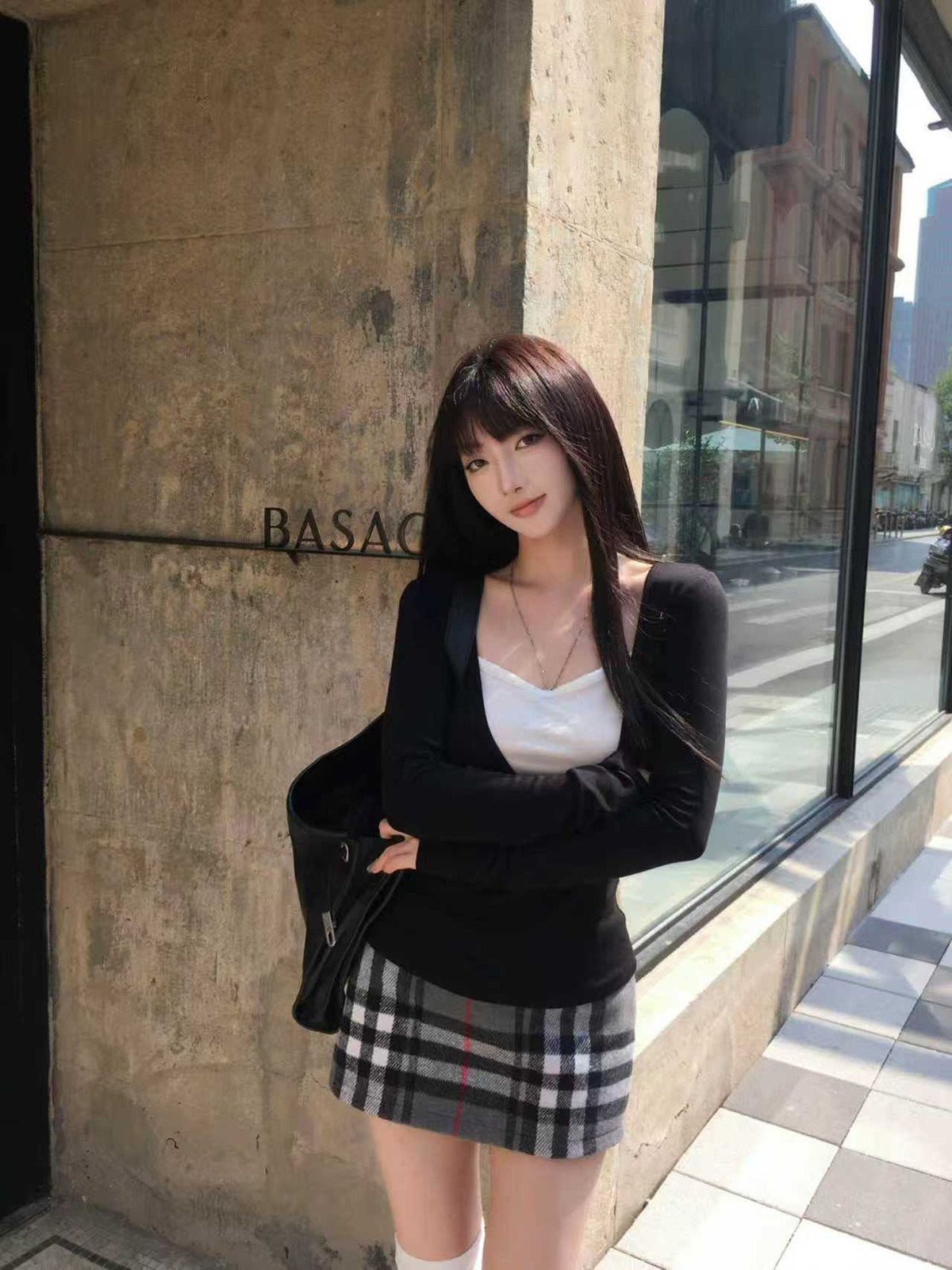 Mock Two-Piece Top and Skirt Set