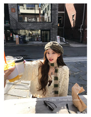 （Pre-sale）Chunky Knit Fuzzy V-Neck Sweater