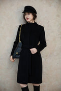 Black Slim Fit Wool Coat Women Fall Winter Woolen Overcoat
