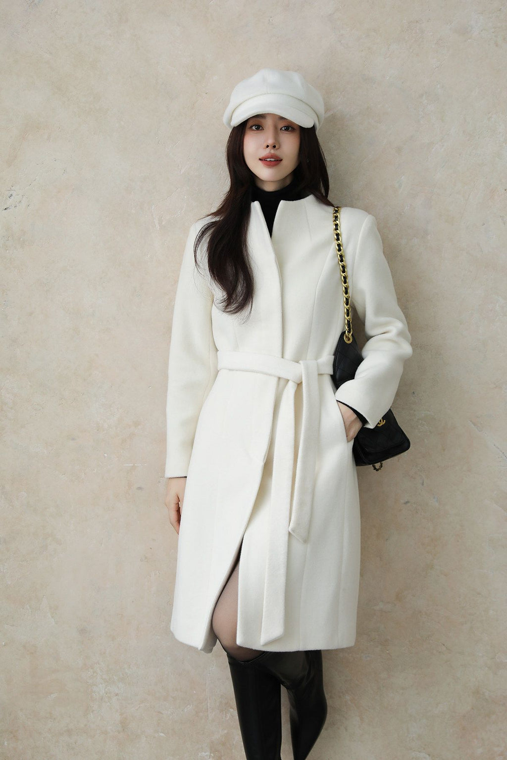 Ivory Luxe Tailored Wool & Alpaca Coat