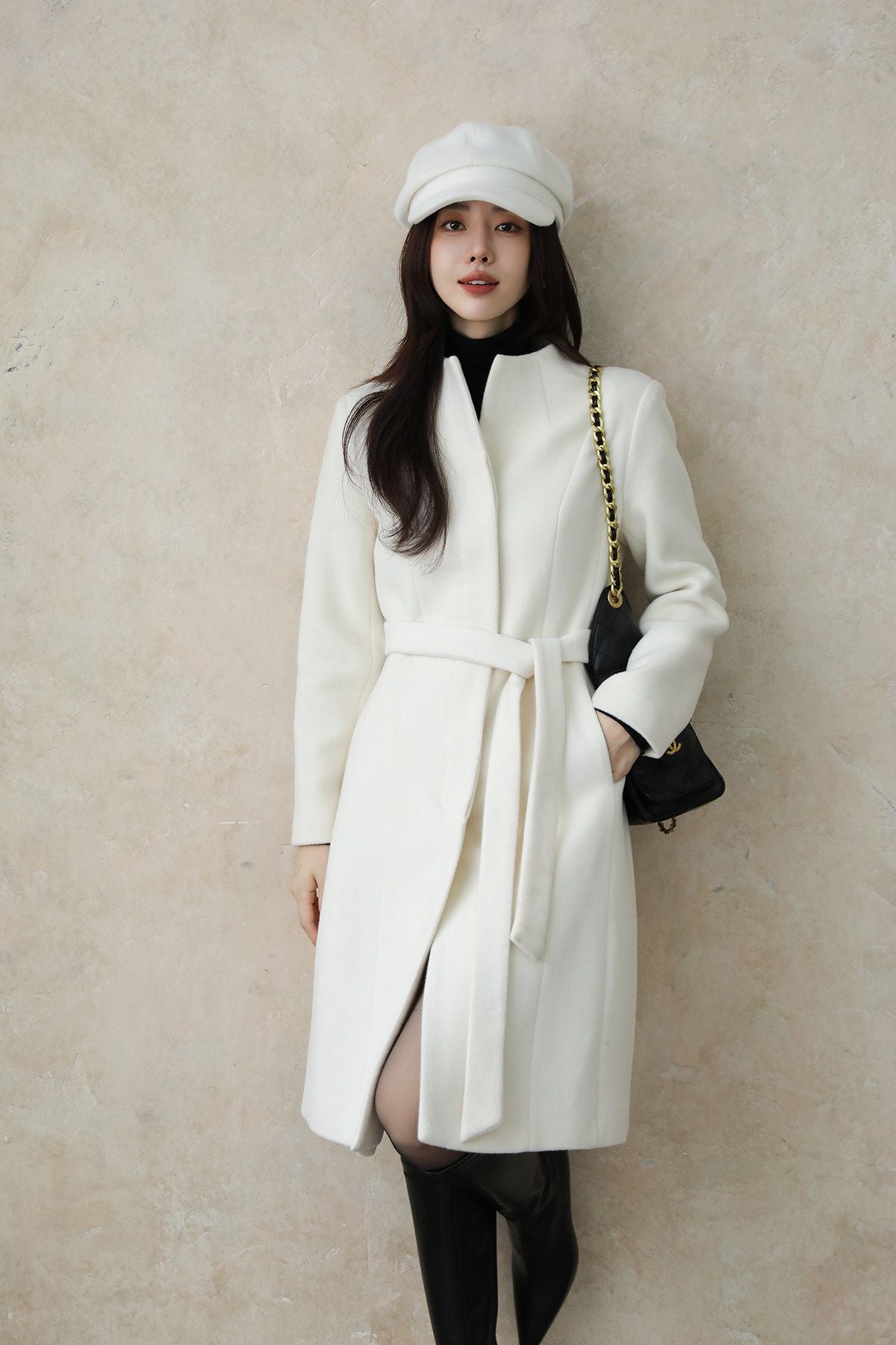 Ivory Luxe Tailored Wool & Alpaca Coat