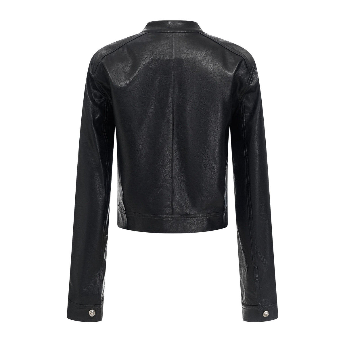 Retro PU Leather Cropped Biker Jacket, Edgy Moto Crop Coat