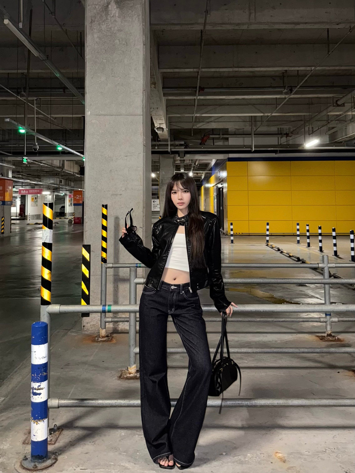 Retro PU Leather Cropped Biker Jacket, Edgy Moto Crop Coat