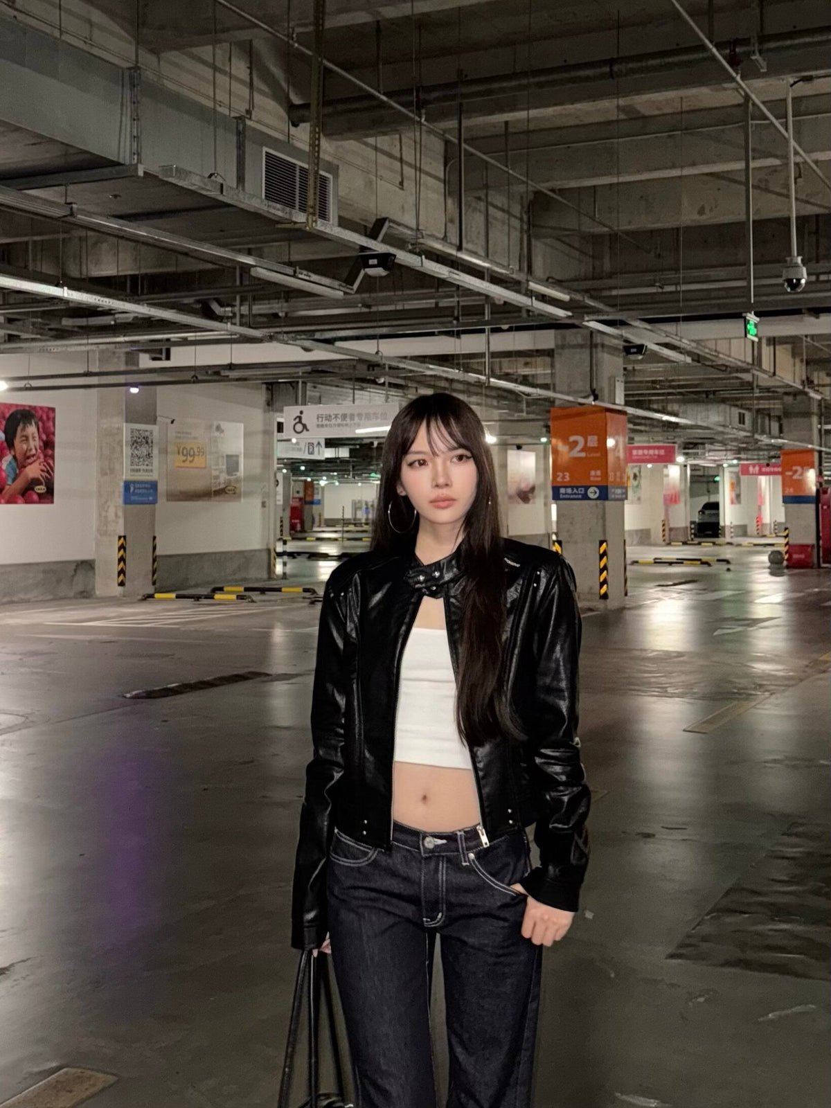Retro PU Leather Cropped Biker Jacket, Edgy Moto Crop Coat