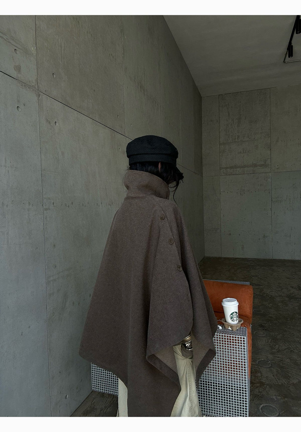 Cape Shawl Woolen Coat Loose Stand Collar Outerwear