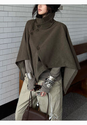 Cape Shawl Woolen Coat Loose Stand Collar Outerwear