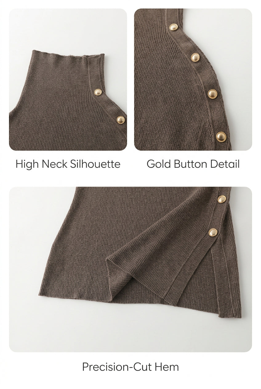 Women's Turtleneck Cape Knit Top Set