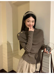 Women's Turtleneck Cape Knit Top Set