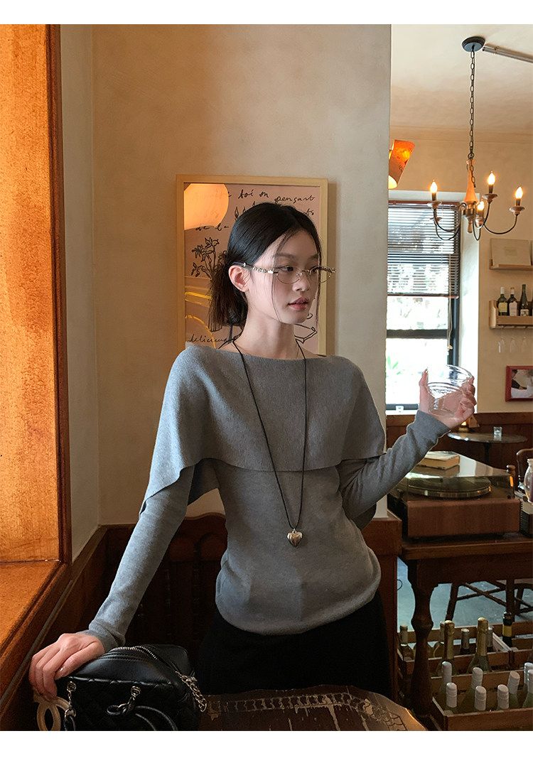 Fitted Shawl Knit Sweater Women