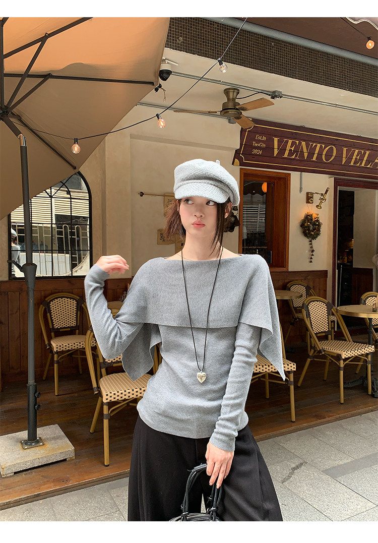 Fitted Shawl Knit Sweater Women