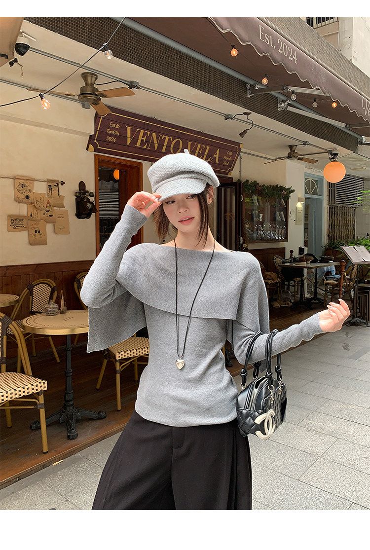 Fitted Shawl Knit Sweater Women
